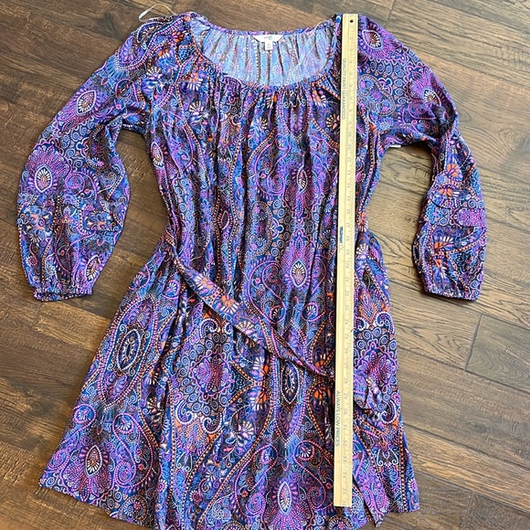 Terra & Sky Women's Boho Paisley  Shirred Mini Dress Plus Size 0X (14W) - Picture 10 of 14